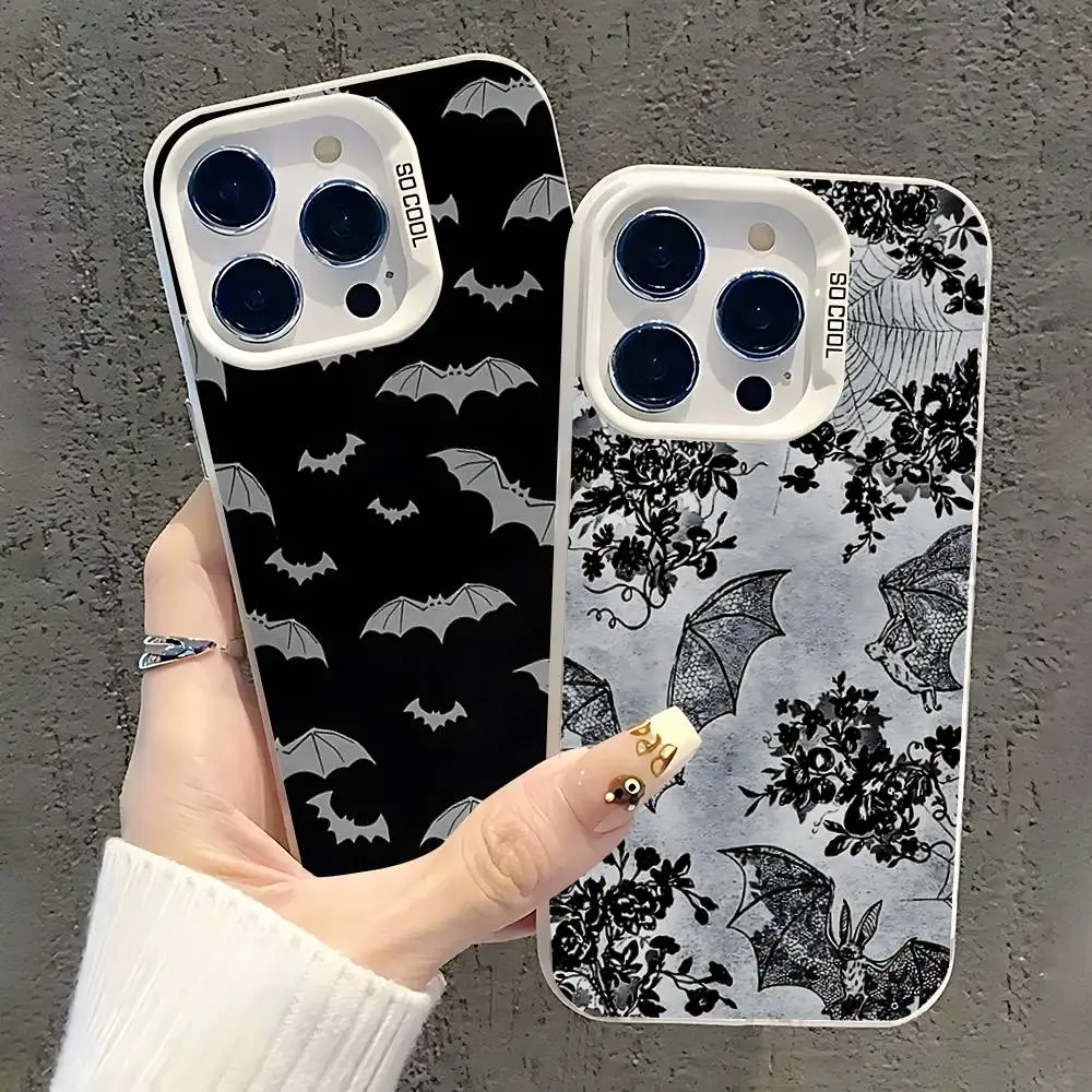 

Gothic Vampire Bat Phone Case For iPhone 17,16,15,14,13,12,11,Pro,XS,Max,Plus,Mini,SE White Candy Matte Shockproof Cover