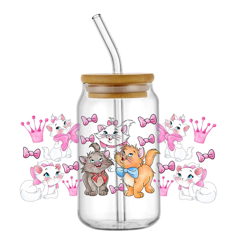 Cartoon Cute Animal Series UV DTF Sticker For 16OZ Libbey Glass Cup Can Wrap Transfer Sticker Custom Labels DIY Log