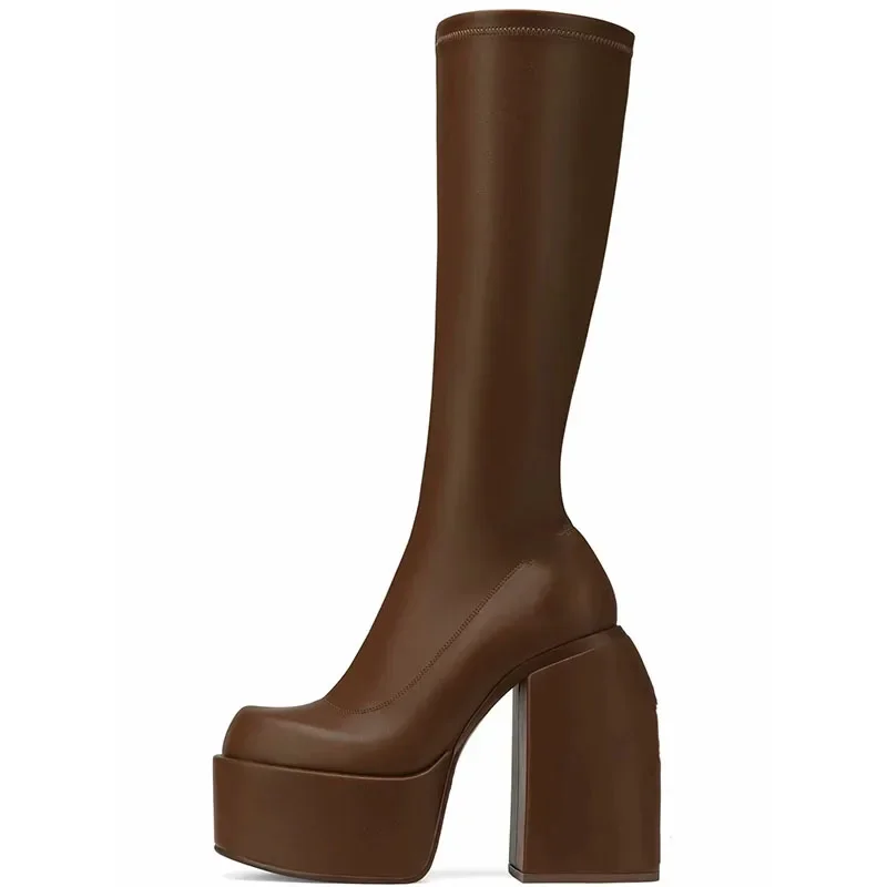 

New Long Boots,High Barrel Boots,Thick Heels,Square Headed,Thick Sole,Large Size Fashion Fashion Show,Over Knee Boots