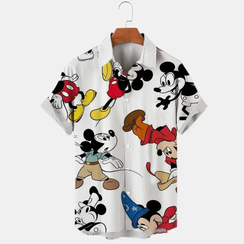 New Printed Disney Donald Duck Mickey Mouse Men\'s Shirt Summer Fashion Street Trend Retro Boutique Unisex Top