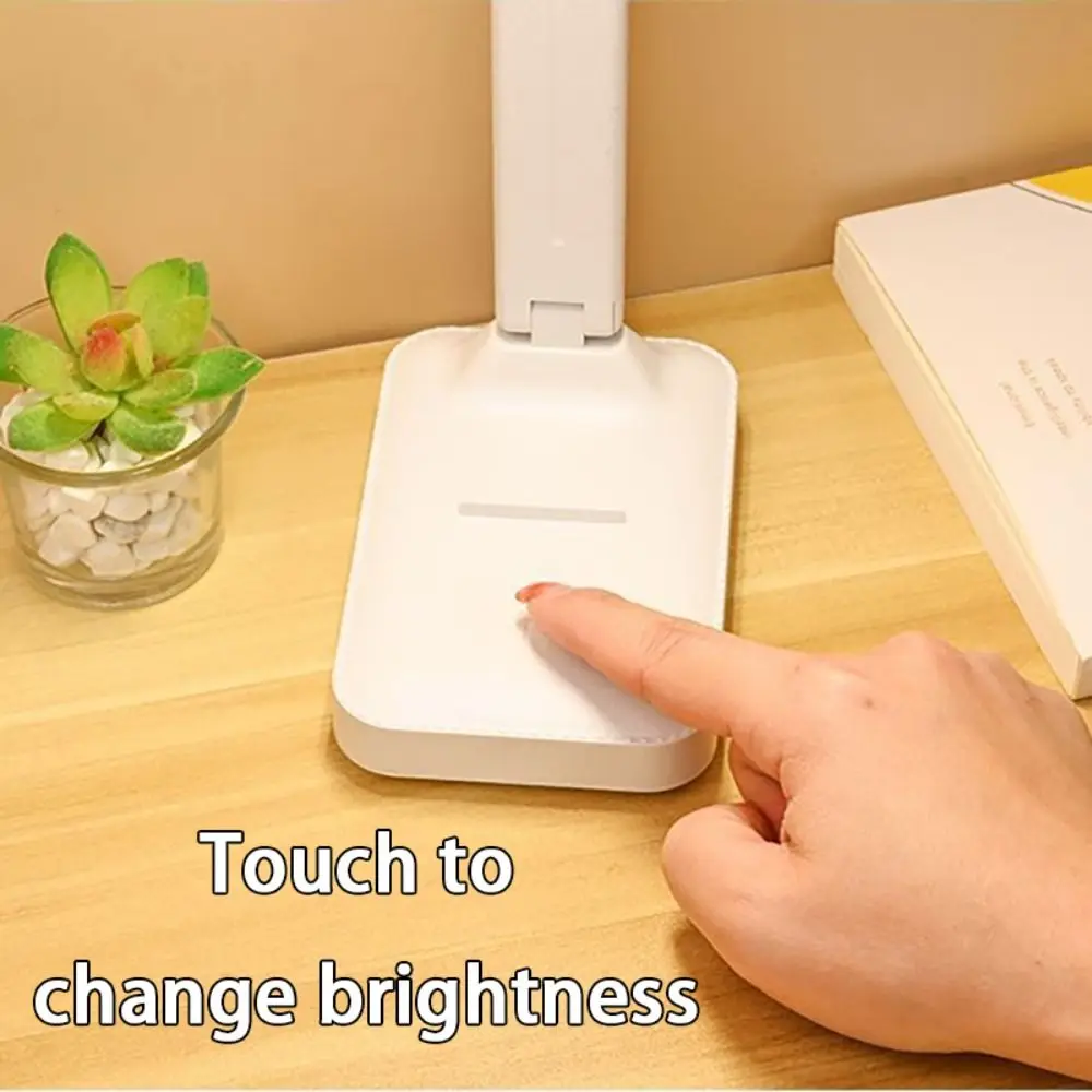 3 Levels Dimmable LED Desk Lamp Eye Protection No Battery Foldable Reading Light Touch Control Foldable Design