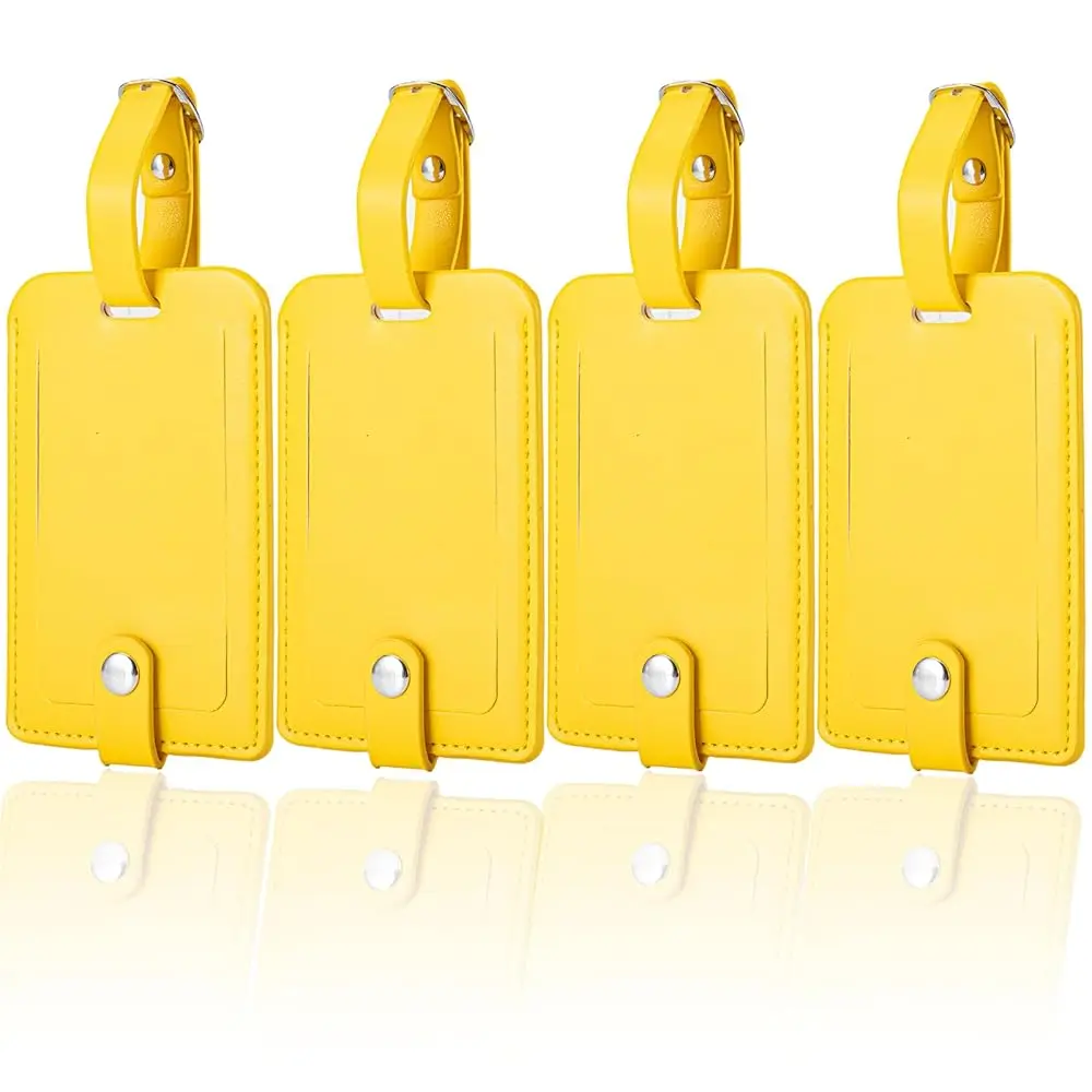

Luggage Bag Tags Leather Travel ID Labels Suitcase Name Tags with Snap