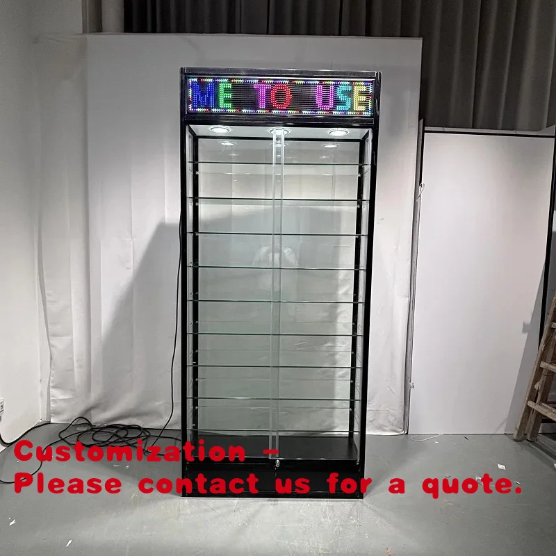 

Customize.Keway Custom Glass Showcase Rolling Colorful Text Display Cabinet Full Visual Display Cabinet Retail Stores