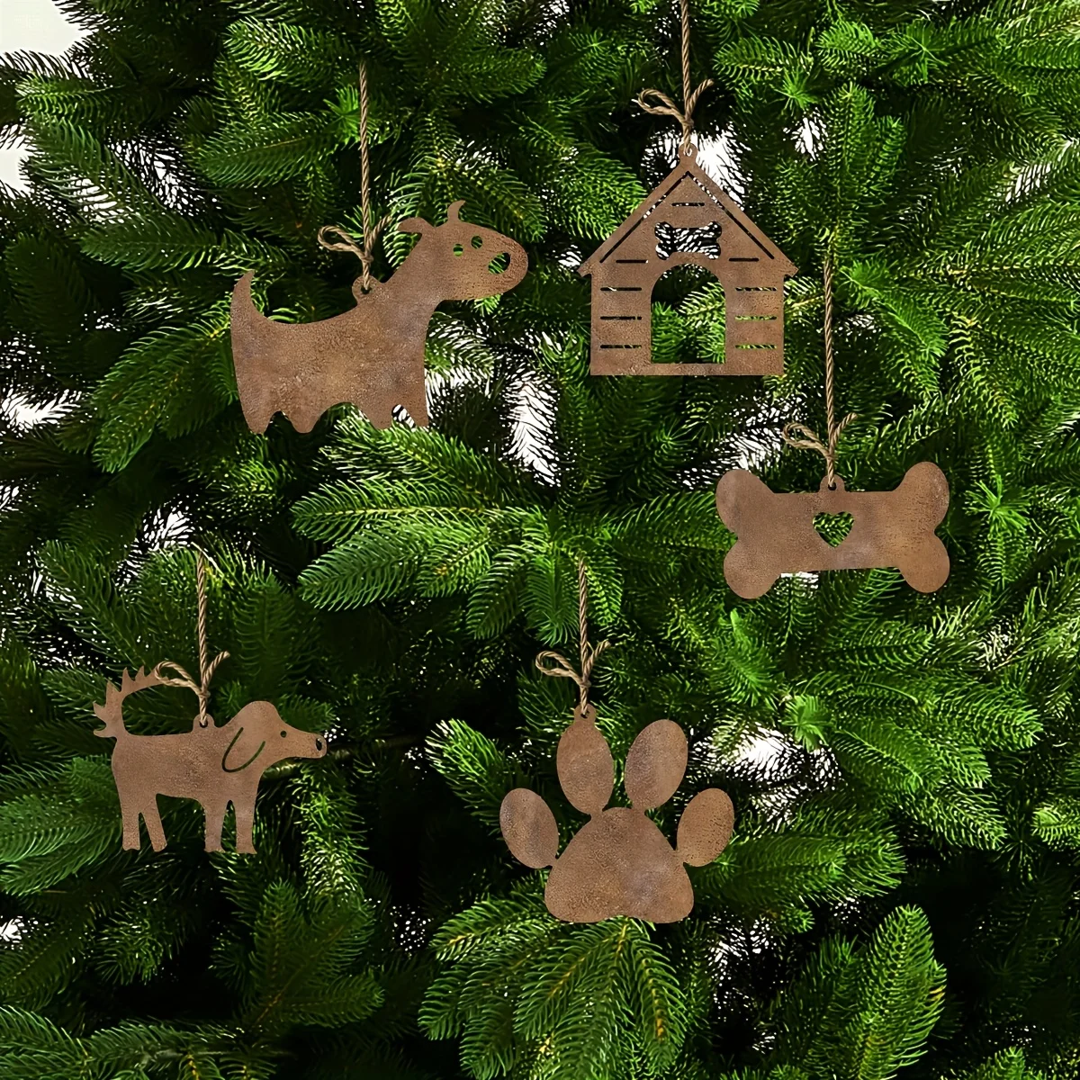 Brand Rustic Metal Dog House Wall Art Bone Ornament Set Paw Print Sculpture Indoor Outdoor Durable Iron Hanging Decor Gift