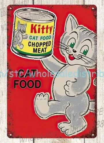 1970s cat food ad metal tin sign home decor plaque