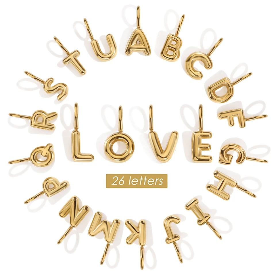EMANCO Edelstahl 3D Bubble Alphabet Anhänger Minimalistischer Stil Buchstabenelemente DIY Halskette Armband Schmuckherstellung – Detail 10