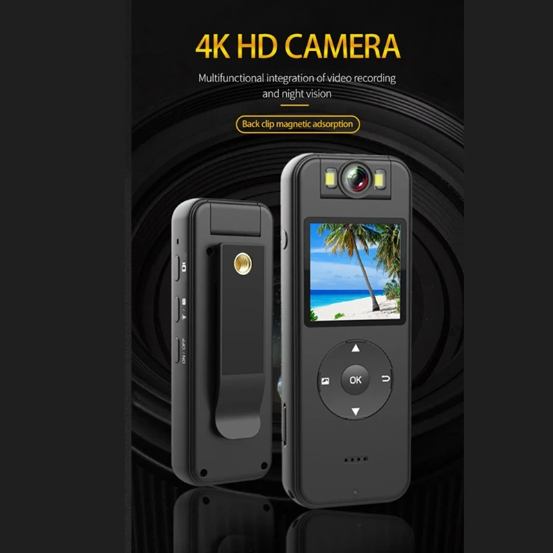 4K Mini Wifi Camera Set Met Ips Scherm, Draagbare Pocket Bodycam Camcorder Met 64G Menmry Kaart