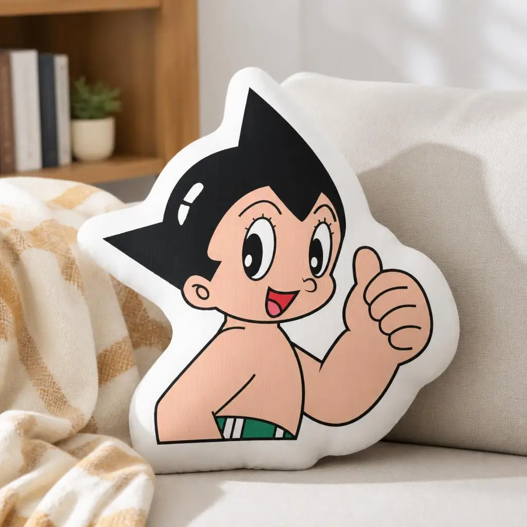 Astro Boy Shaped Throw Pillow Cartoon Robot Hero Cushion Stuffed Decorative Pillow for Anime Bedroom Sofa Home Decor Gift