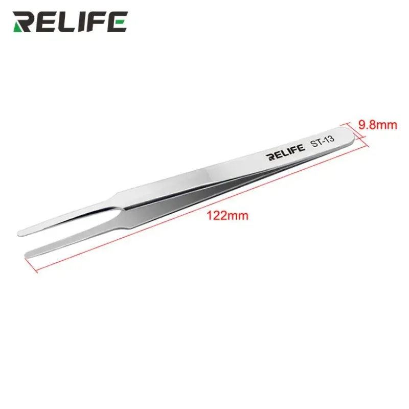 RELIFE ST-13 High Precision Tweezers for Mobile Phone Repair Flat Round Electric Components Tight Clamping Maintenance Clips