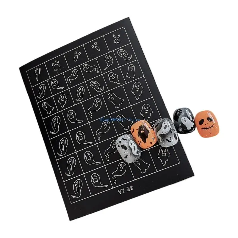 D5BF Halloween Decals Spooky Skeleton Stickers For Party Goers Quick Reusable Art Safe