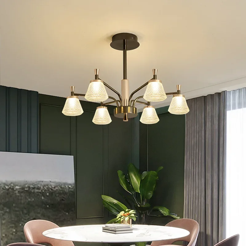 Multi-head Chandelier Modern Simple Atmosphere Light Nordic Luxury Pendant Lamp New Bar Table Restaurant Living Room Decoration