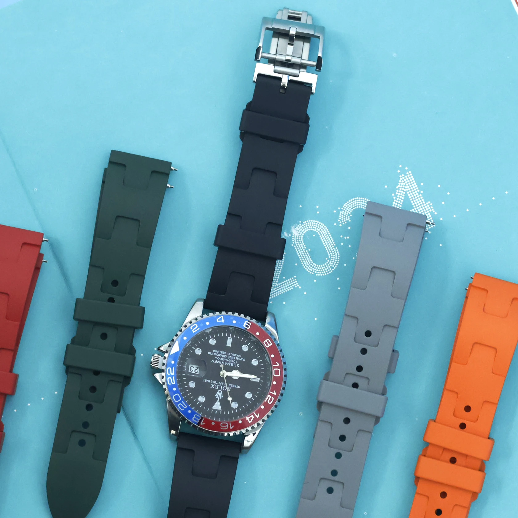 Подходит для Rolex Daytona 20 мм 22 мм водонепроницаемый резиновый ремешок для часов FKM с быстросъемной складной пряжкой, оригинальный ремешок для часов