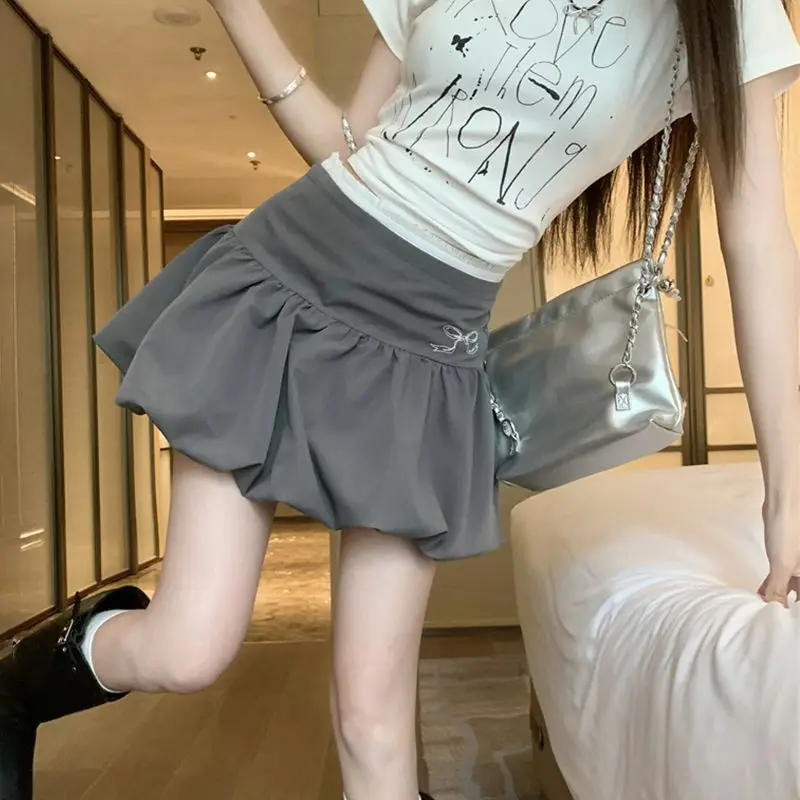 Pengpeng Short Skirt Splicing High Waist 2024 Summer New Women'S Sexy Spice Girls Feel Slim And Versatile Casual Skirt