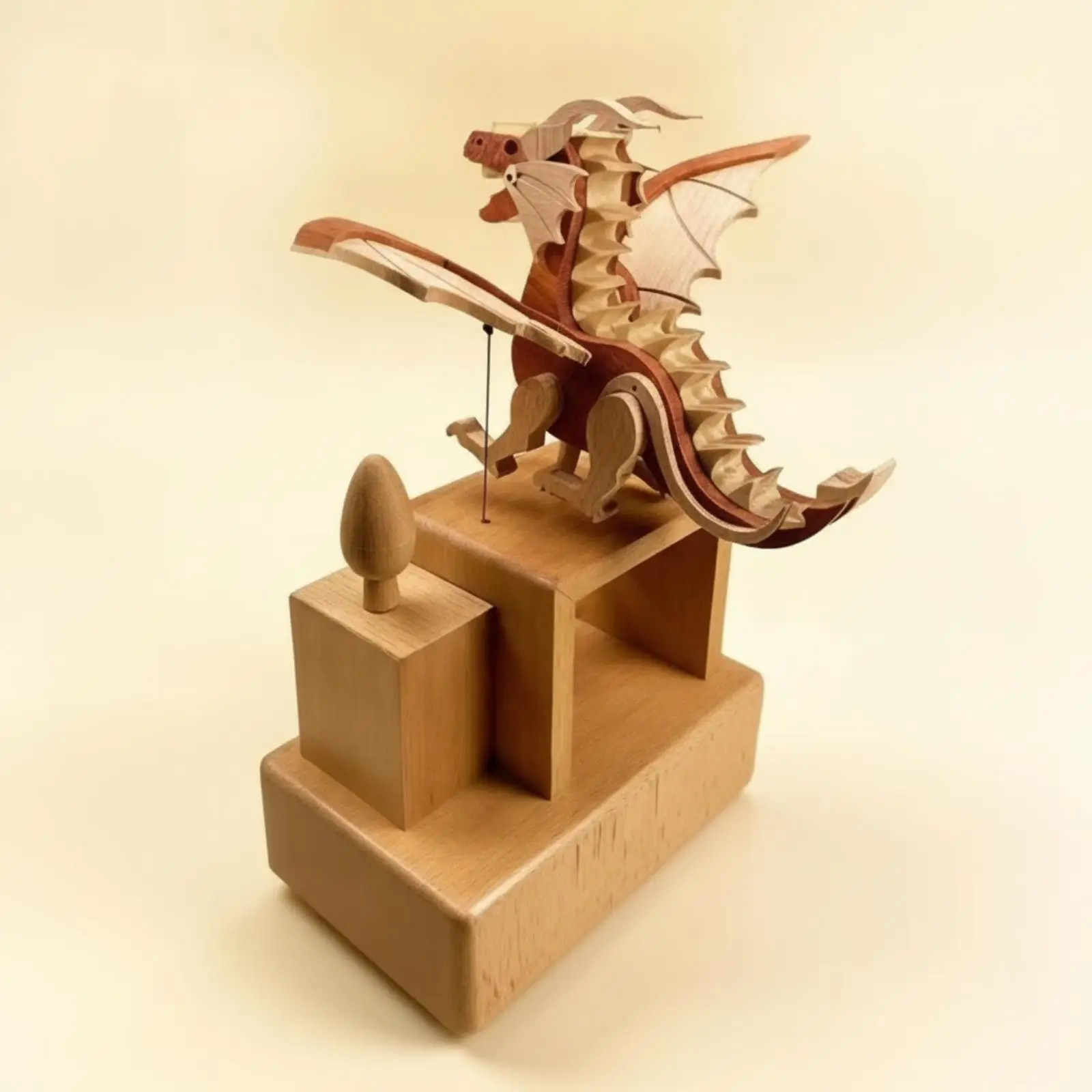Melody Box with Dragon Sculpture Carved Decor Fantasy for Display Shelf