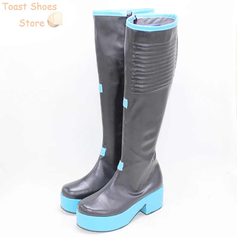 2025 zapatos de Cosplay zapatos de cuero PU forma Mikuu Cosplay Halloween carnaval botas accesorios de Cosplay disfraz Prop