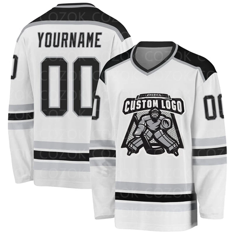 Custom White Hockey 3D Print You Name Number Men Women Ice Hockey Jersey Competition Training Jerseys