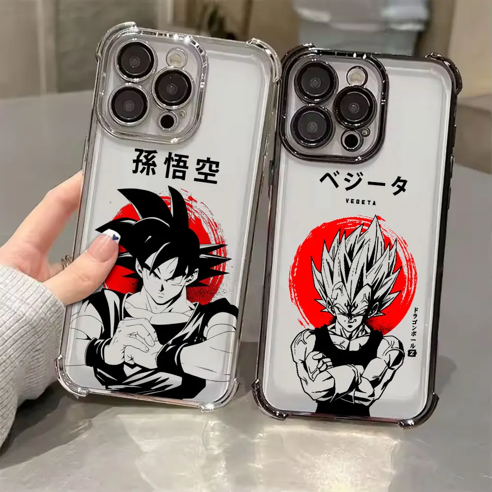

Dragons Balls Son Goku Vegeta Cartoon Phone Case for iPhone 11 13 15 16 17 Pro Max 14 Plus 17Air 16E 13 Pro 12 Mini Clear Cover