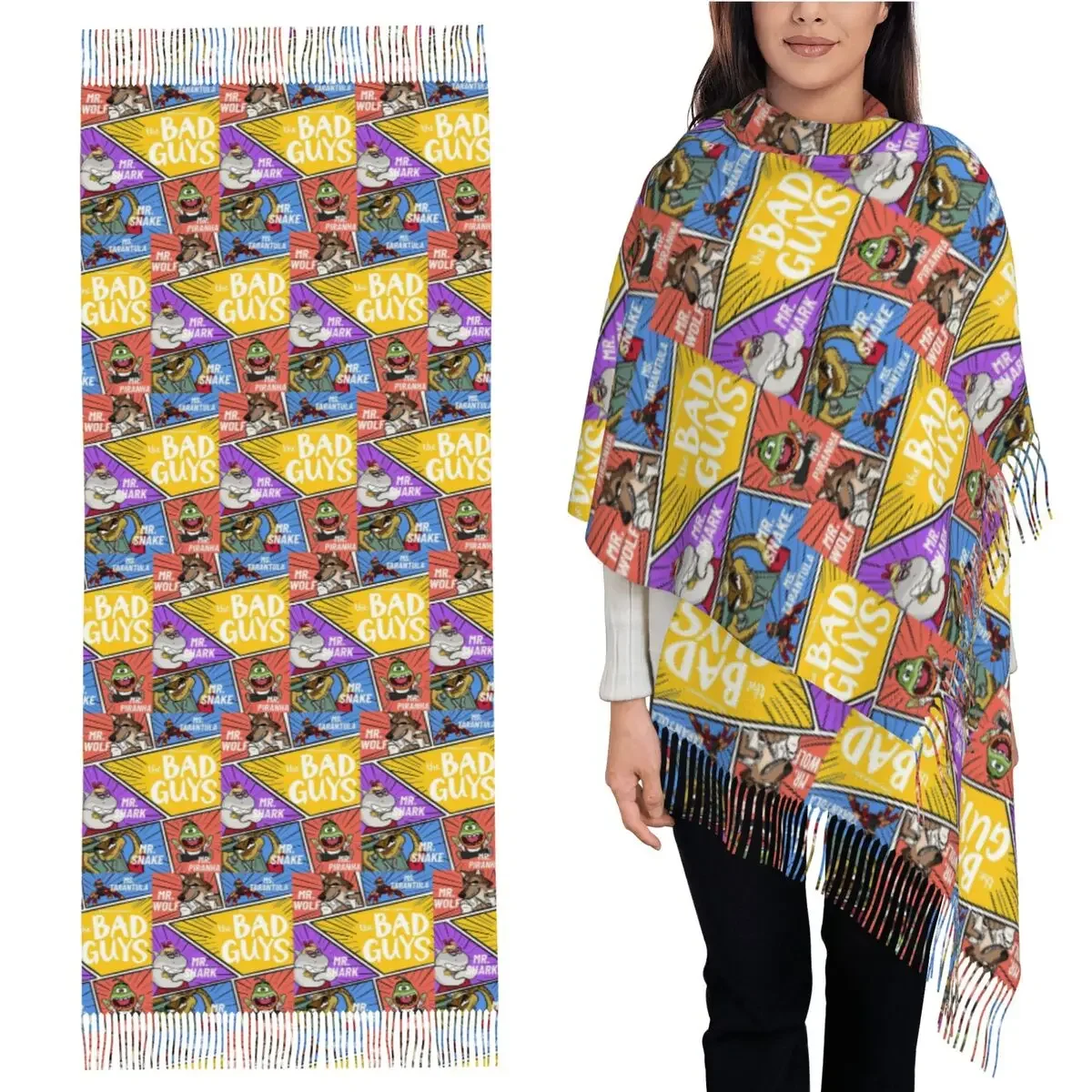 الأشرار لطيف وشاح شرابة الأوشحة النساء شالات دافئة ناعمة ويلتف طويلة الخريف الشتاء شال التفاف