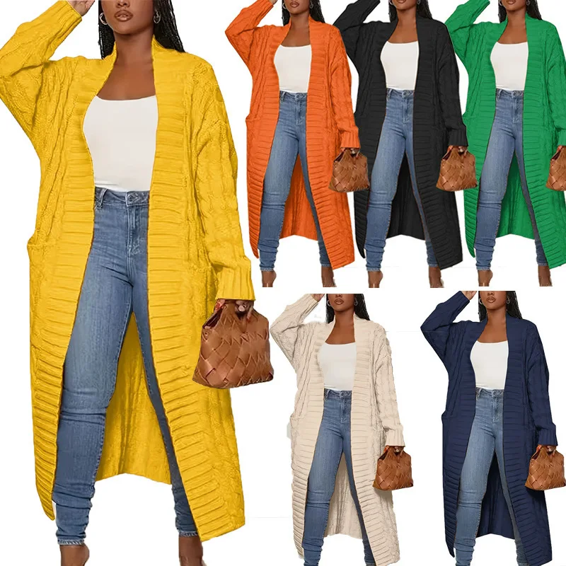 Cárdigan ligero y elegante, cárdigan informal de punto con bolsillo, cárdigan elegante de manga larga, suéter acogedor de gran tamaño para Otoño e Invierno