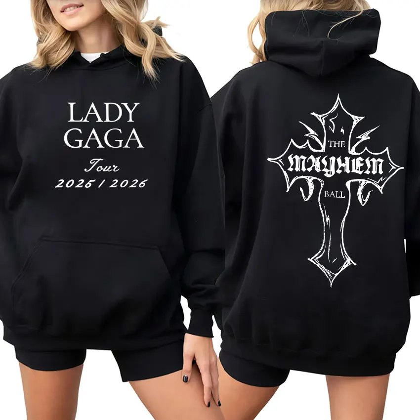 The MAYHEM Ball Tour 2025 Hoodie Lady Gaga Singer Graphic Tide Pullover Fashion Autumn/Winter Long Sleeve Casual Pop Sweatshirts