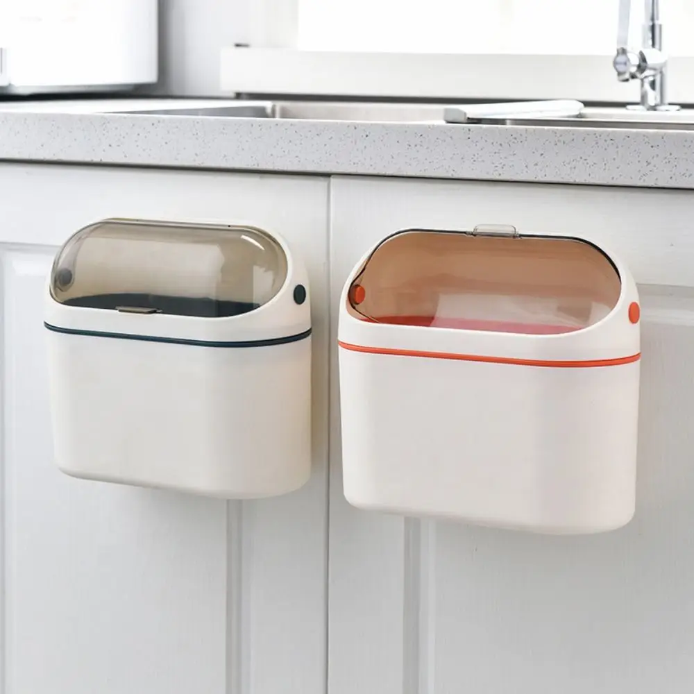 1Pc Mini Desktop Trash Can Under Sink Counter Top Hanging Waste Basket With Lid Household Living Room Plastic Small Dustbin