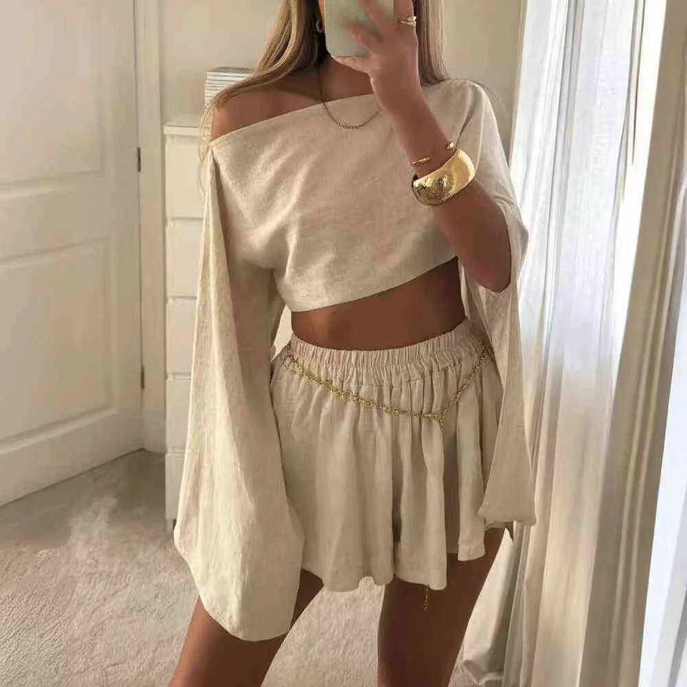 

Casual Long Sve Top And orts Set Women's Faion Ensemble Seven-Foot Pants Collar f Zipper Polyester Fabric