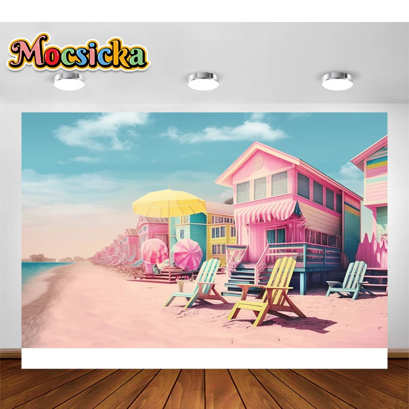 Mocsicka ฤดูร้อนชายหาดที่มีสีสันการถ่ายภาพพื้นหลัง Baby's First Birthday Party ตกแต่ง Portrait Photo Studio แบนเนอร์
