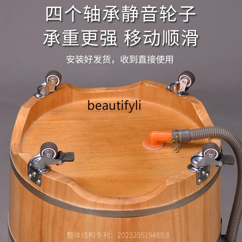 دلو خشبي تمرغ القدم مع تصريف حمام القدم حوض خشبي حوض من خشب البلوط مع عجلات دلو عالي العمق