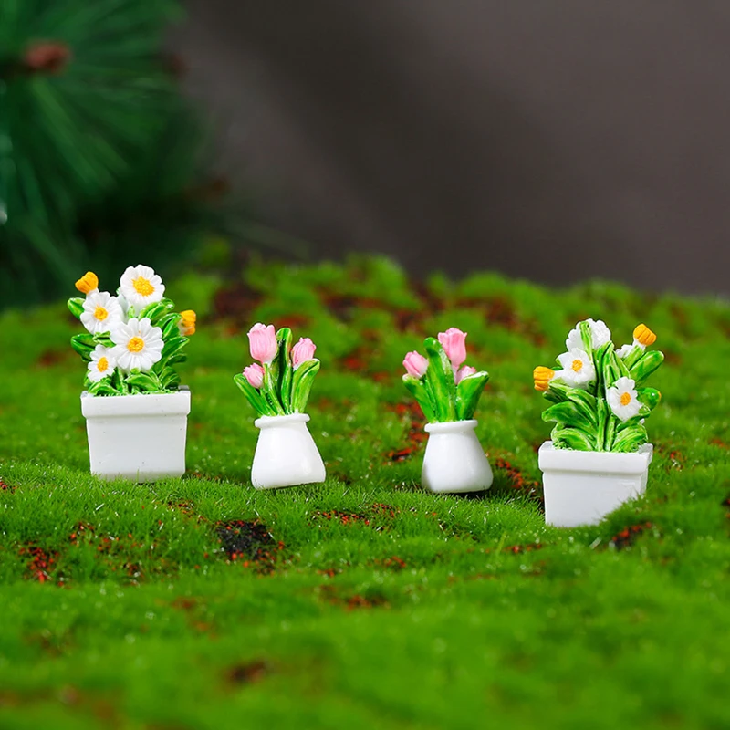 1PC Simulation Potted Plants New Dollhouse Mini Flowerpot Potted For Green Plant In Pot Doll House Furniture Home Decor