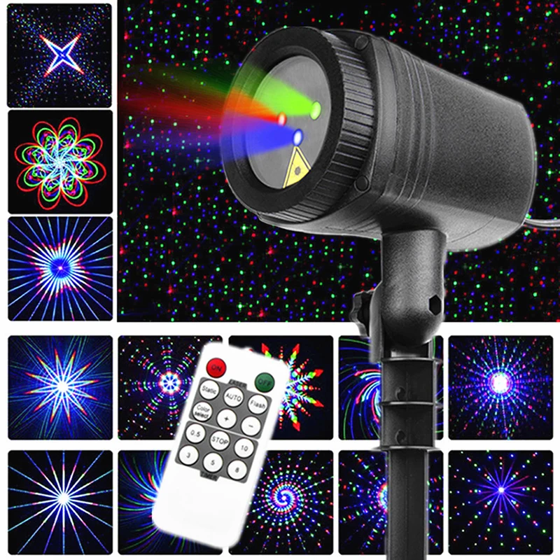20 Patterns Courtyard Projection Lights RGB Christmas Lights Indoor Lamp with Remote Control for Party Garden Landscape Decor