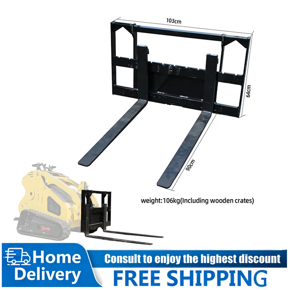 

Pallet Fork Attachment for Mini Skid Steer Loader, 90cm/35" Long Tines, Universal Quick Attach Fork Frame, Free Shipping