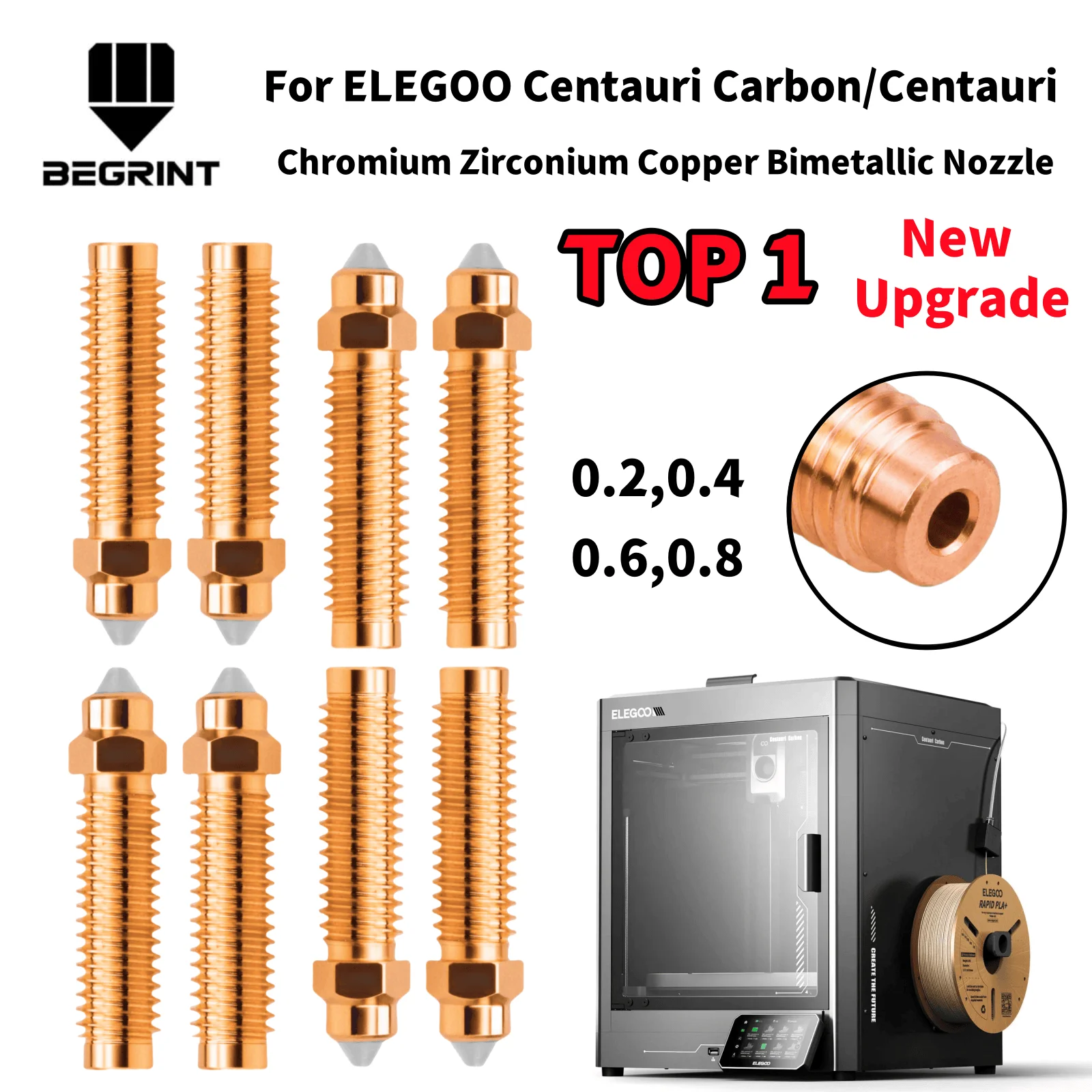 

Для ELEGOO Centauri хром цирконий медь биметаллическая насадка 0,2/0,4/0,6/0,8 мм закаленная сталь для Elegoo Centauri Carbon