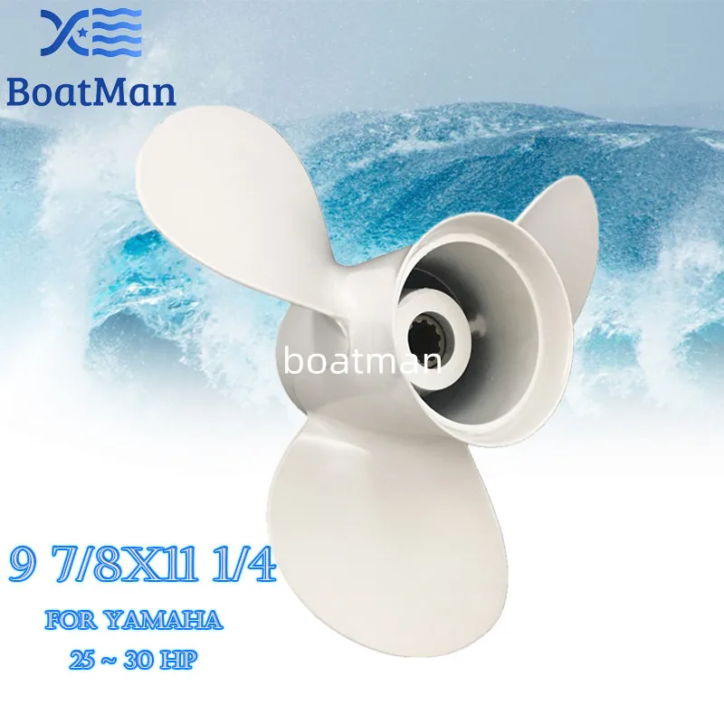 

BoatMan 9 7/8x11 1/4 For Yamaha Outboard Propeller 9.9HP 12HP 15HP 18HP 20HP Aluminum 10 Spline Tooth Engine 3 Blades