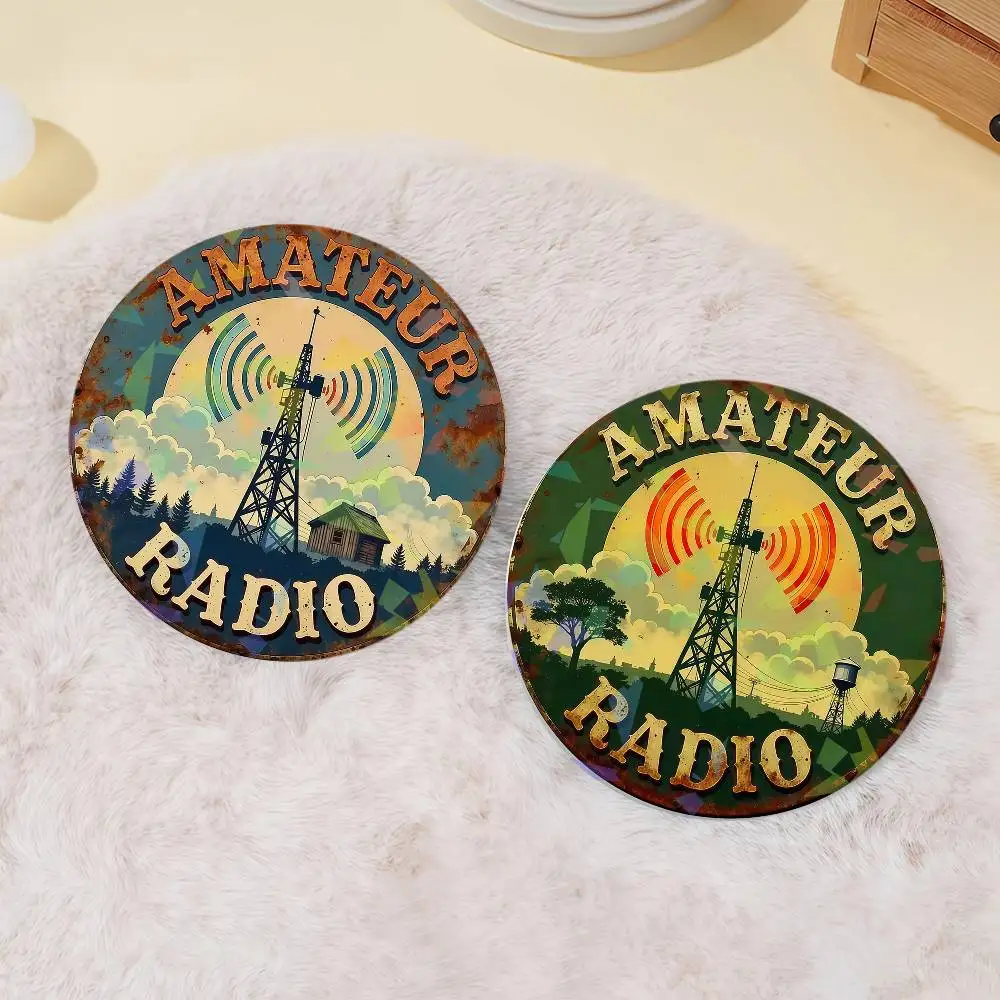 Vintage Amateur Radio Metal Badge Set Glass Shine Brooches Lapel Backpack Costume Gifts Decoration Birthday