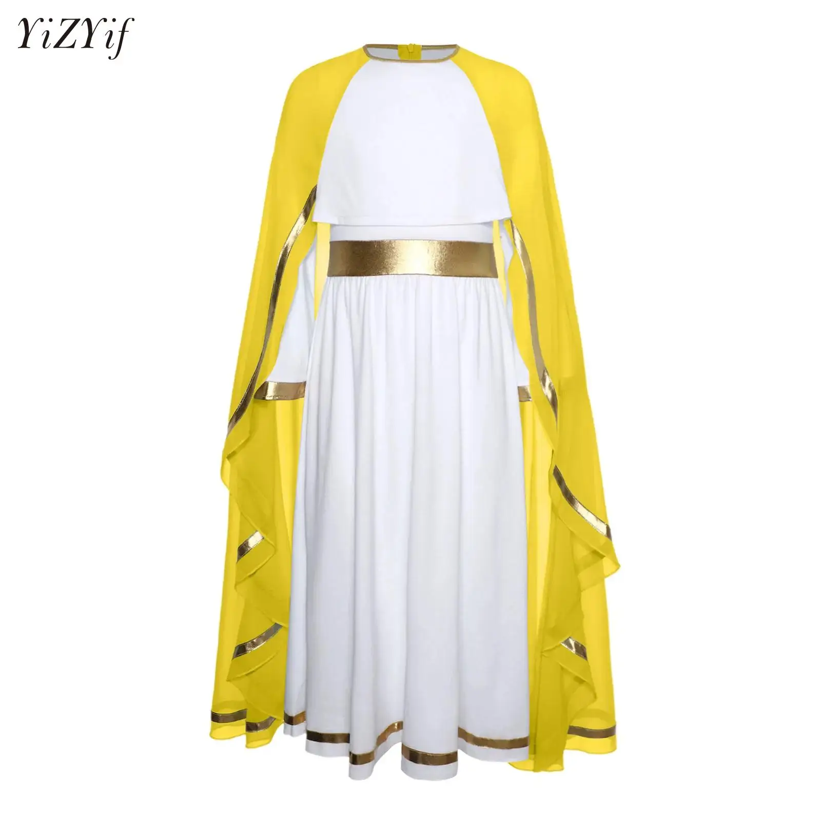 

Kids Girls Virgin Mary Costumes Ancient Greek Princess Toga Goddesses Costume Party Grecian Sleeveless Shawls Gown Tulle Dress