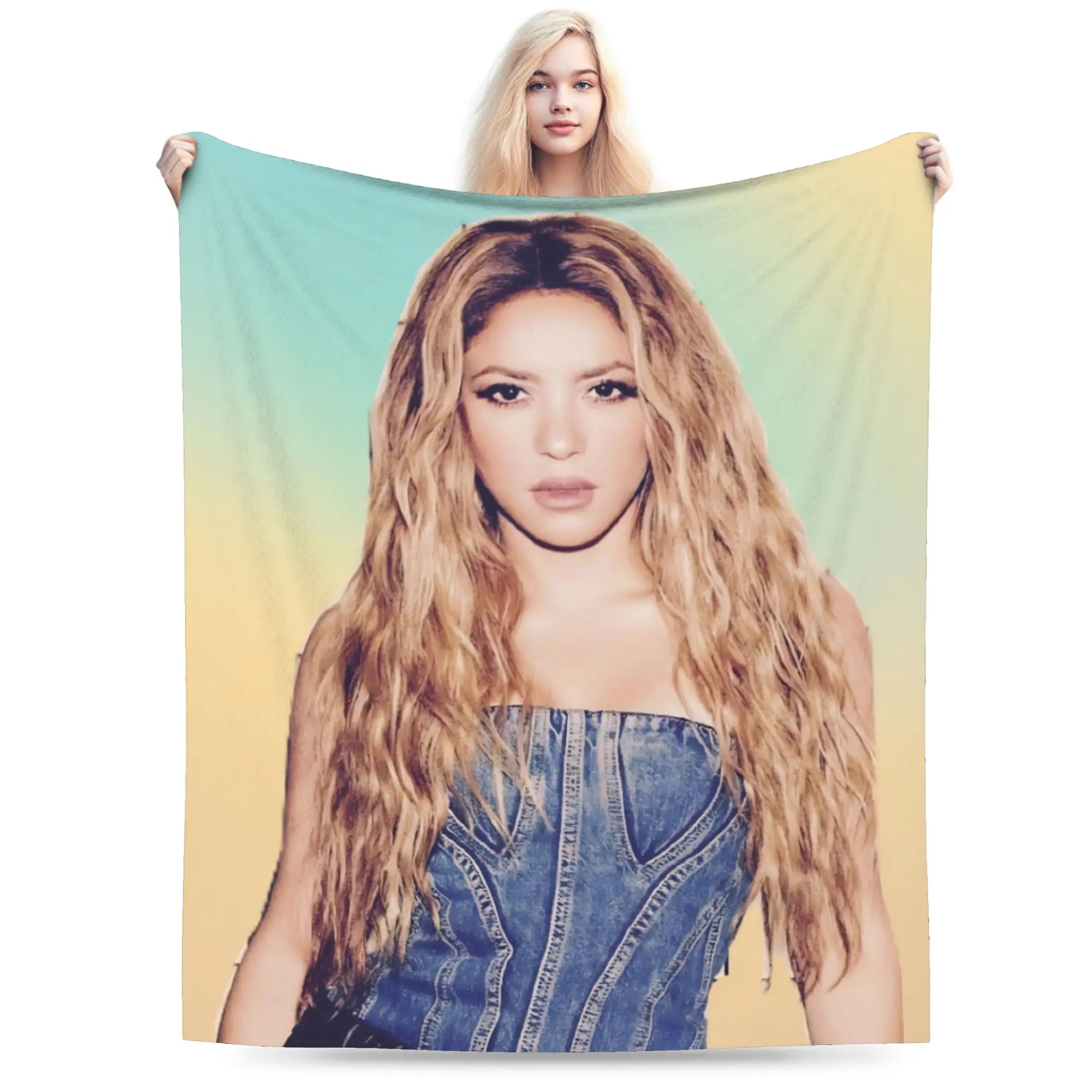 Singer S-Shakira Blankets Flannel Print  Portable Warm Throw Blankets for Bed Outdoor Rug Piece