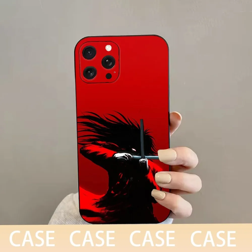حافظة هاتف H-HELLSING لهاتف iPhone 16,15,14,13,12,11 Plus,Pro Max,XS,X,XR,SE,Mini,8,7,غطاء أسود من السيليكون الناعم