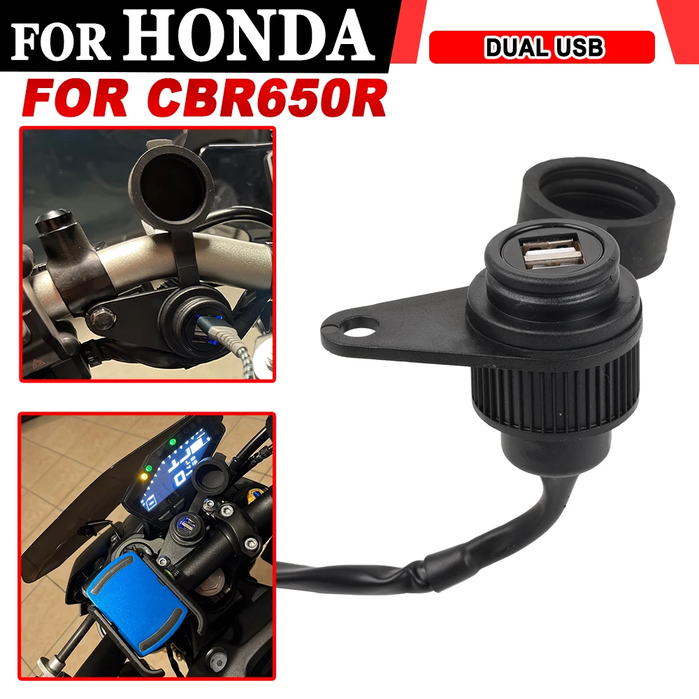 For Honda CBR650R CBR 650 R CBR 650R CBR650 R 2021 2022 2023 Motorcycle Mobile Phone Dual USB Car Charger Socket Converter