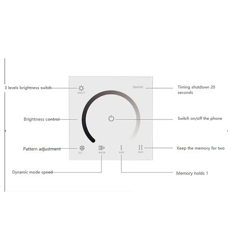 1 Pcs 86 Sty Touch Panel Switch DC12V 24V Controller Light Dimmer Single Color/CT/RGB/RGBW LED Strip Wall Switch (MB05)