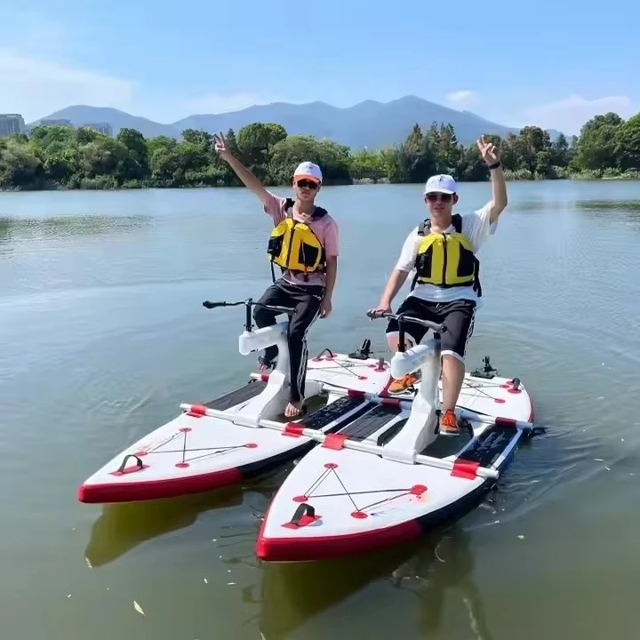 Inflatable floating lake rowing with pedals seawater circulation water bike for sale