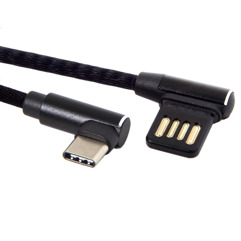 Usb-C 3.1 C타입 to 왼쪽 오른쪽 각도 90 도 USB 2.0 데이터 케이블, 슬리브 포함, 태블릿 및 휴대폰용, 15cm