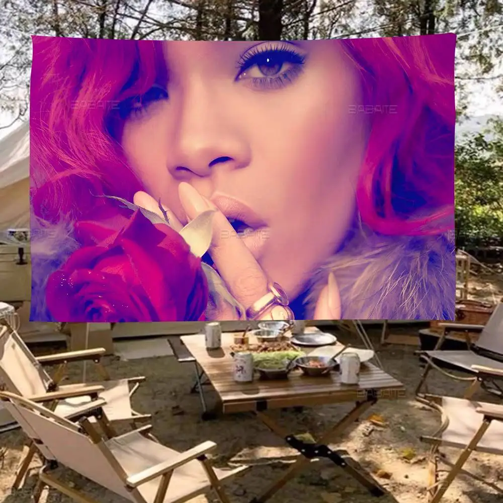 Singer R-Rihanna Cool Cartoon Flag Art Science Fiction Room Home Decor Wall Hanging Home Decor Banner