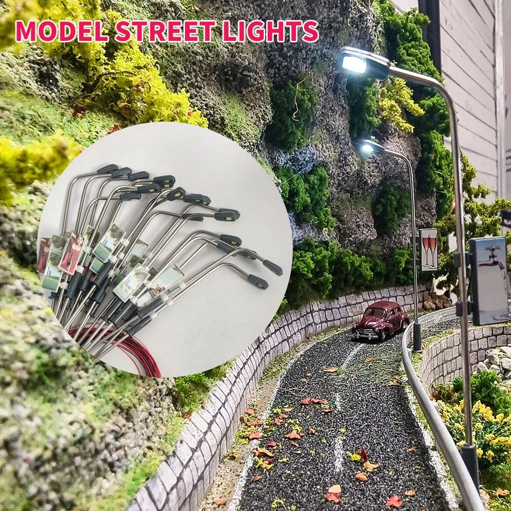 1/75-200 scale Model Railway Train Lamp Post Scale LEDs Dual Heads Gauge Model Train Layout Landscape, Pathway Light Railway