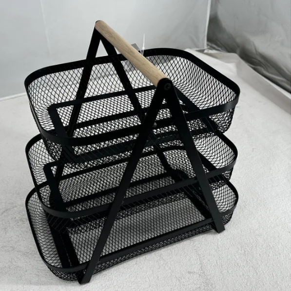Factory direct sales fruit basket stackable storage hanging wire basket suitable for kitchen countertop finishing