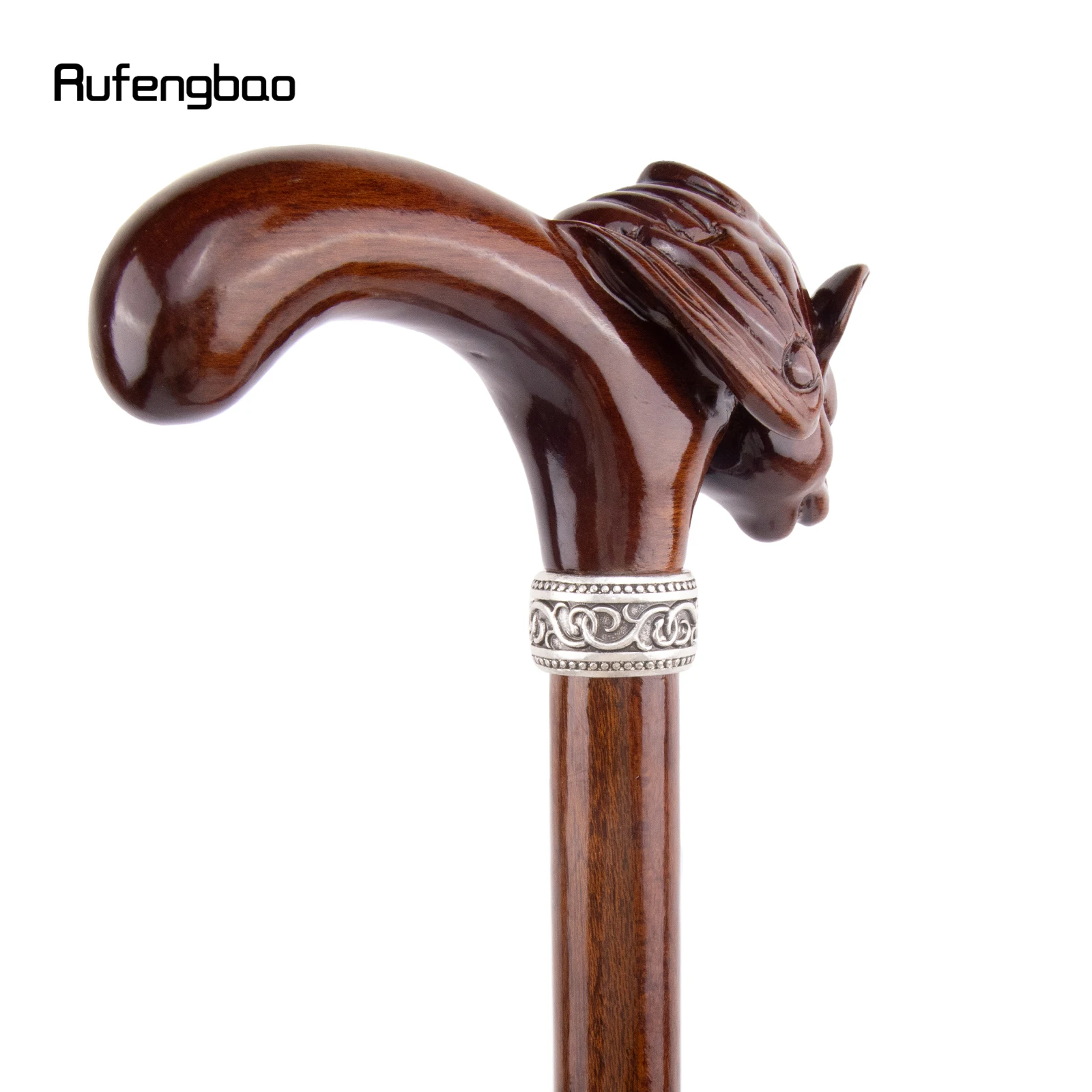 Rotes Holz Fledermaus kopf Holz Mode Gehstock dekorative Cosplay Cane Halloween Mace Krücke Zauberstab Crosier 93cm