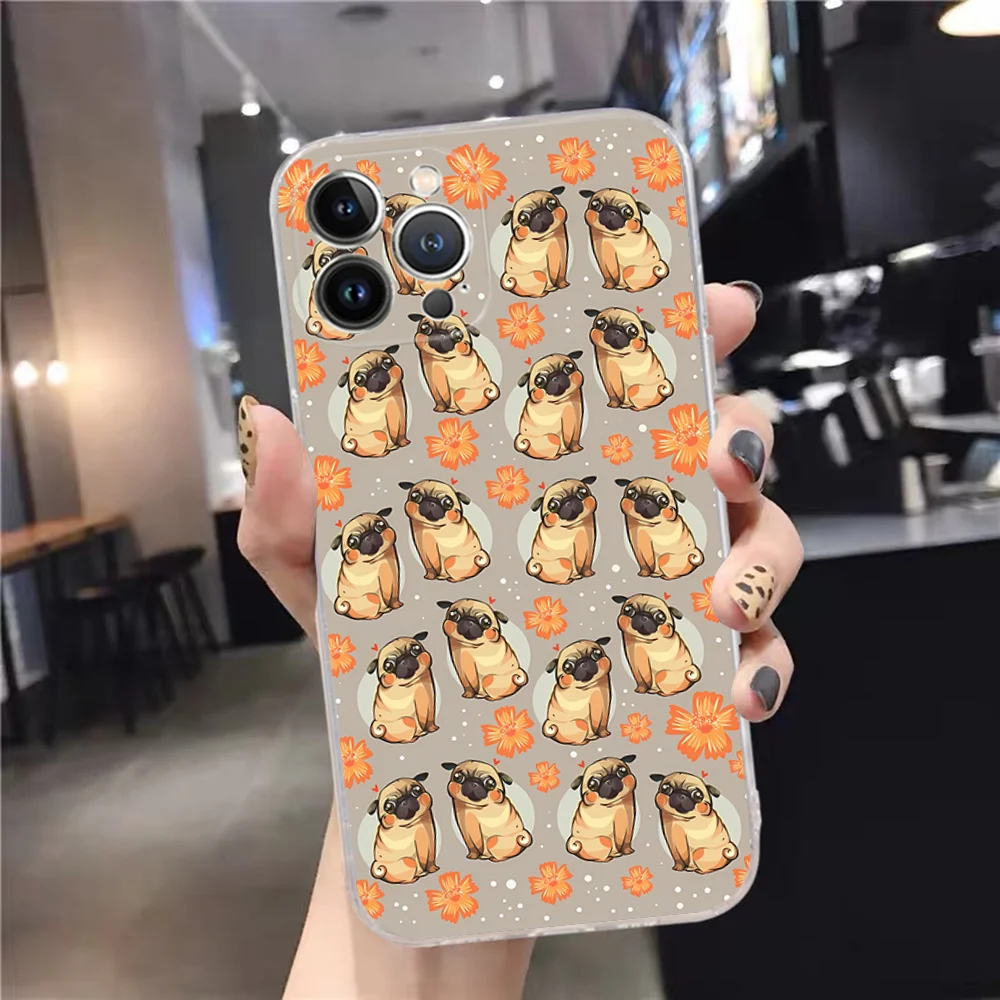 Cute Pug Dog Phone Case For iPhone 15 14 11 12 13 Mini Pro XS Max Cover 6 7 8 Plus X XR SE 2020 Funda Shell