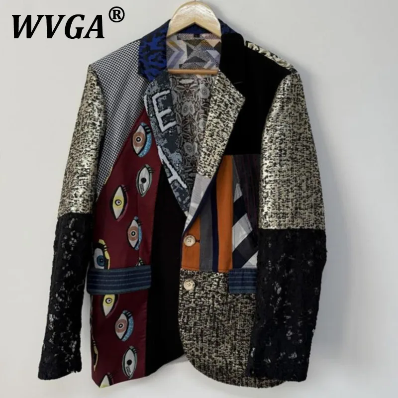 

WVGA весна осень новый мужской винтажный лоскутный костюм в японском стиле с длинными рукавами-пальто нишевый дизайн модный повседневный пиджак W9587