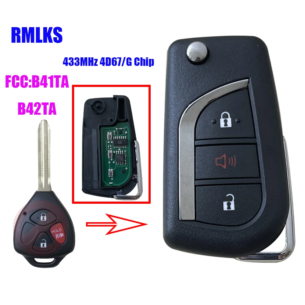 B41TA for Toyota Key G Chip 2BUT Car Remote Key for Toyota Hilux 2009-2015 Toyota Yaris 2011-2014 Smart Car Key 433Mhz