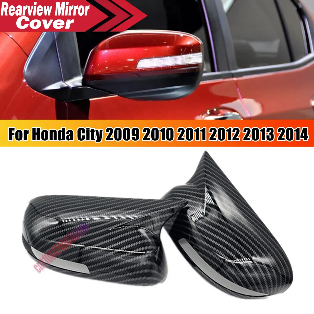 For 2009-2013 Honda City ABS Car Rearview Side Mirror Cover Wing Cap Exterior Door Trim Adhesive Sticker Parts
