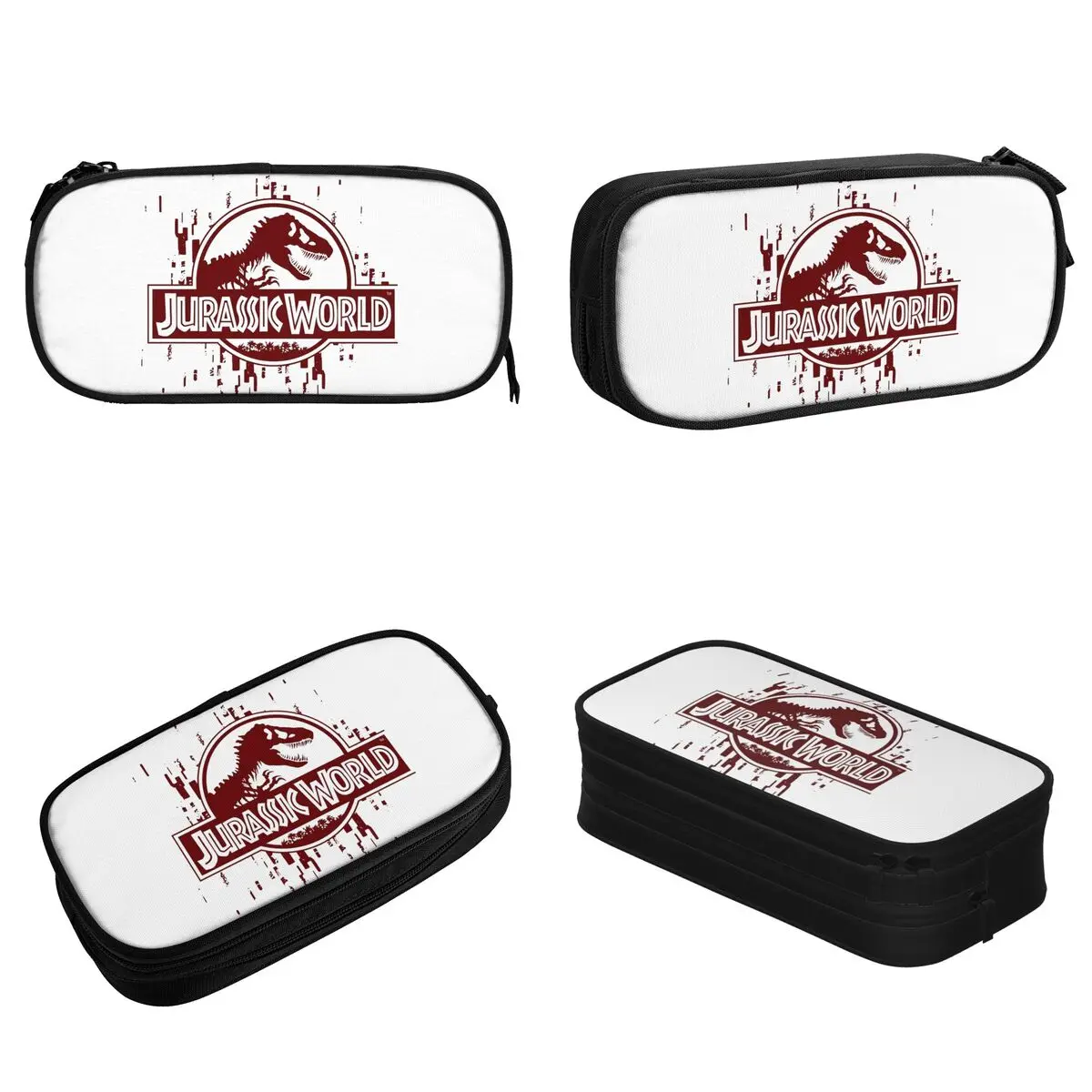 Imagem -02 - Jurassics World Red Glitch Logo Lápis Cases Cute Dinosaur Pen Holder Bags Material Escolar Grande Estudante Caixa de Lápis Cosmética